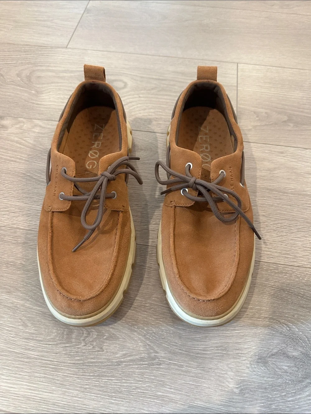 Men's Cole Haan Casual Suede Lace-Up Shoes in Chestnut Brown, size 10.5